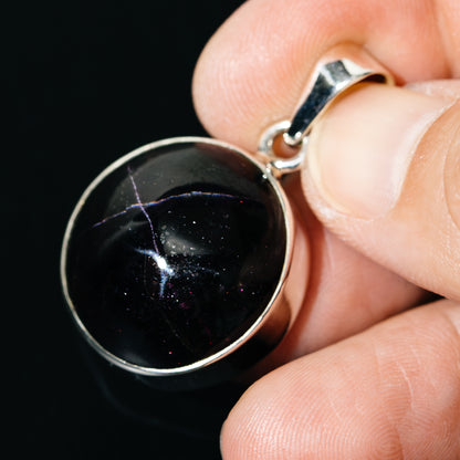 Premium Star Garnet Pendant 1 3/8" (.925 Sterling Silver)