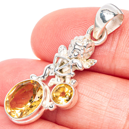 Faceted Citrine Angel Pendant 1 3/8" (925 Sterling Silver) P41086