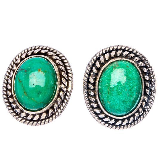 Tibetan Turquoise Earrings 5/8" (925 Sterling Silver) E1559