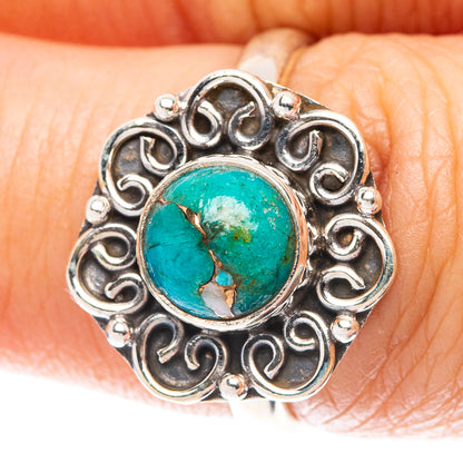 Blue Copper Composite Turquoise Ring Size 6.75 (925 Sterling Silver) R5649