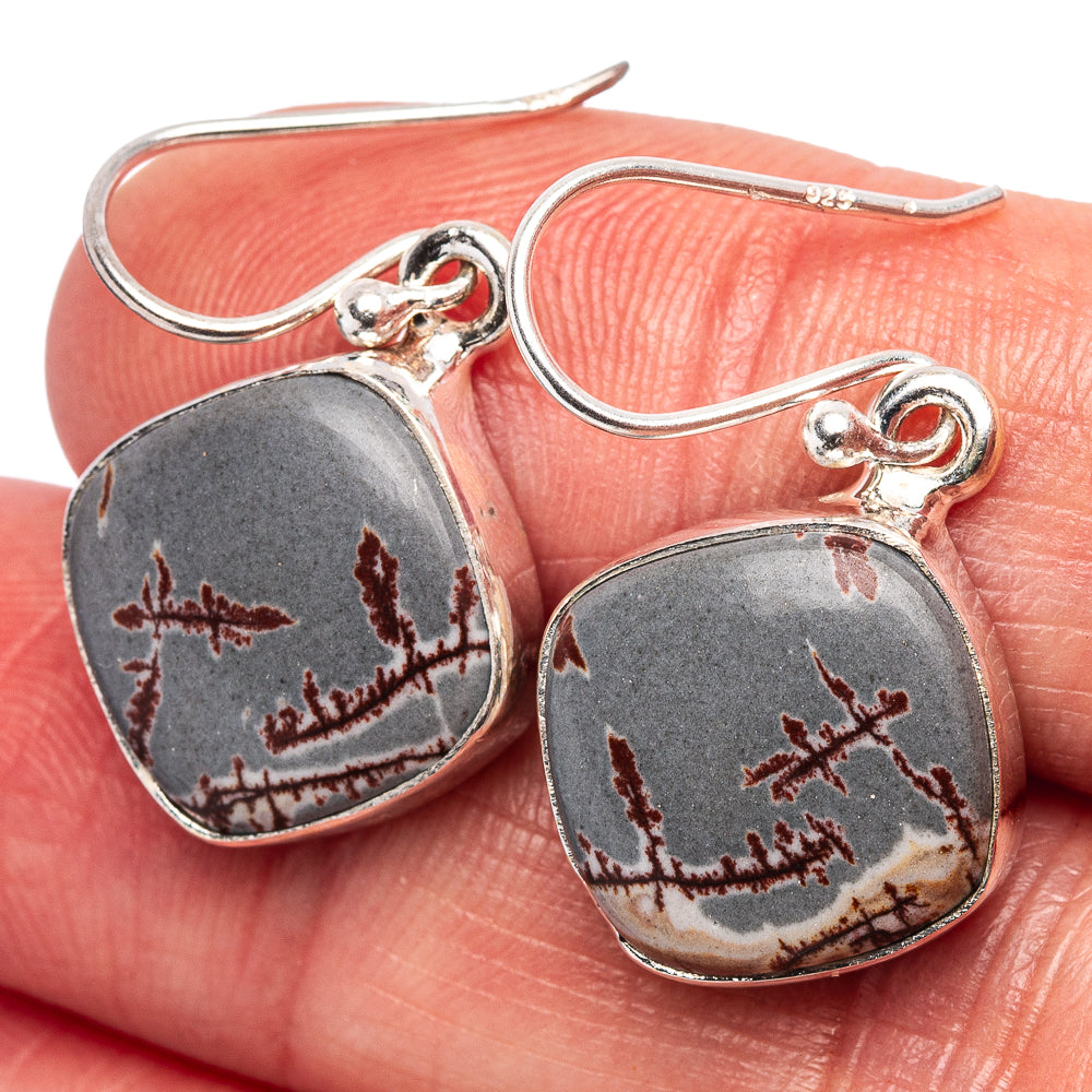 Sonora Dendritic Jasper Earrings 1 1/8" (.925 Sterling Silver)