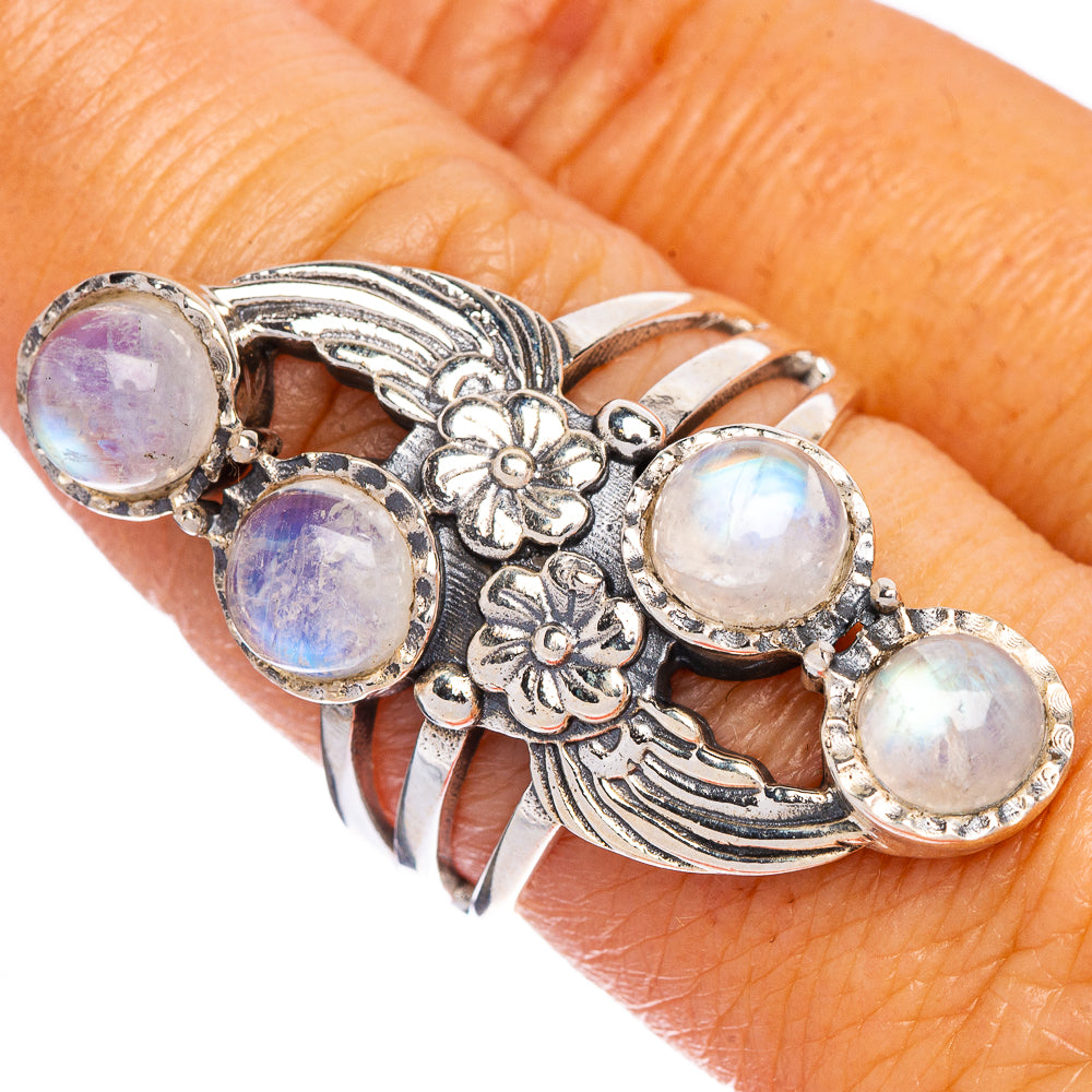 Rainbow Moonstone Flower Ring Size 8.75 (925 Sterling Silver) R147185