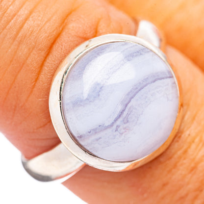 Blue Lace Agate Ring Size 8.5 (.925 Sterling Silver)
