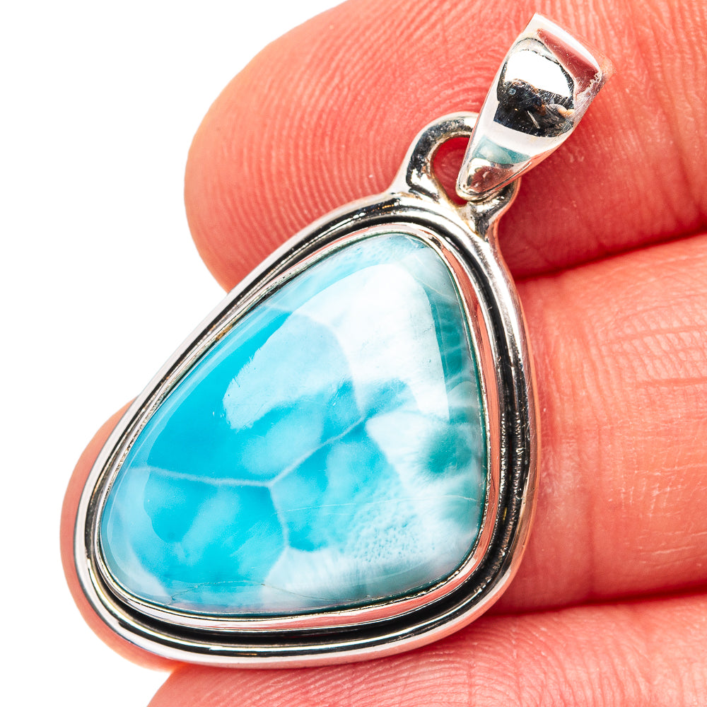 Premium Larimar Pendant 1 3/8" (.925 Sterling Silver)