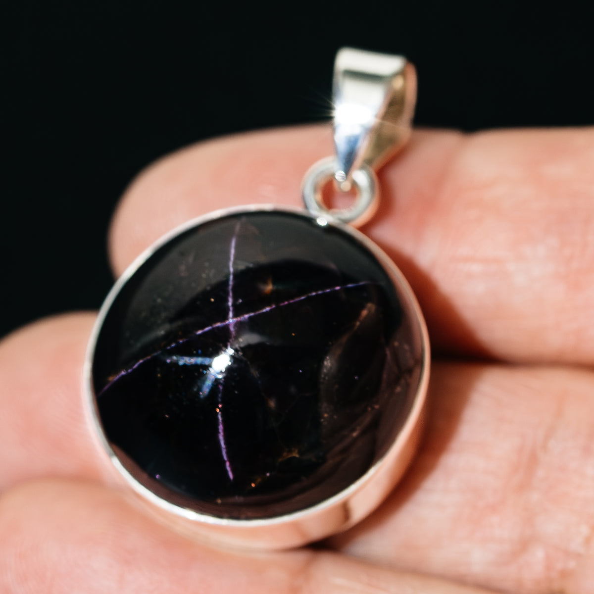 Premium Star Garnet Pendant 1 3/8" (.925 Sterling Silver)