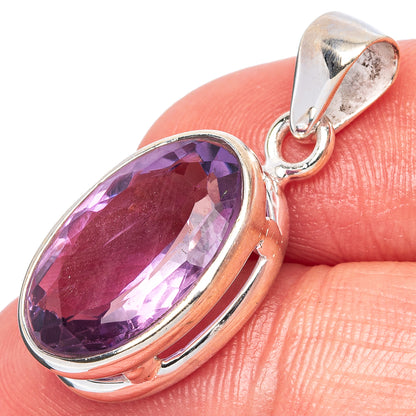 Faceted Amethyst Pendant 1 1/8" (925 Sterling Silver) P42983