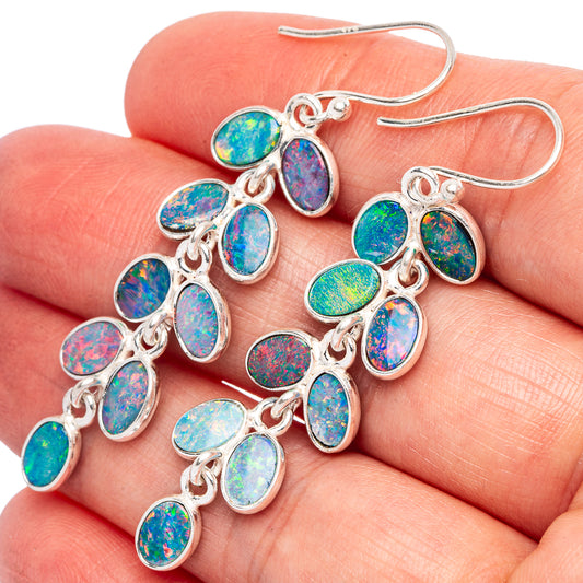 Doublet Opal Earrings 2 1/8" (925 Sterling Silver) E2363