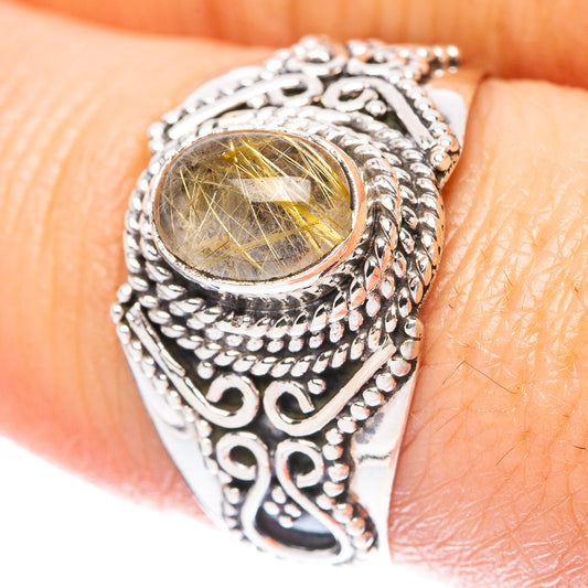 Rutilated Quartz Ring Size 8.5 (925 Sterling Silver) R3966
