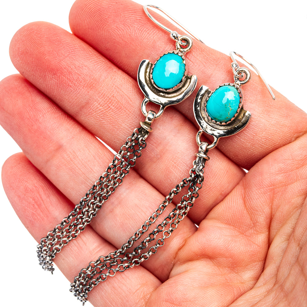 Mojave Turquoise Earrings 3 3/8" (.925 Sterling Silver)