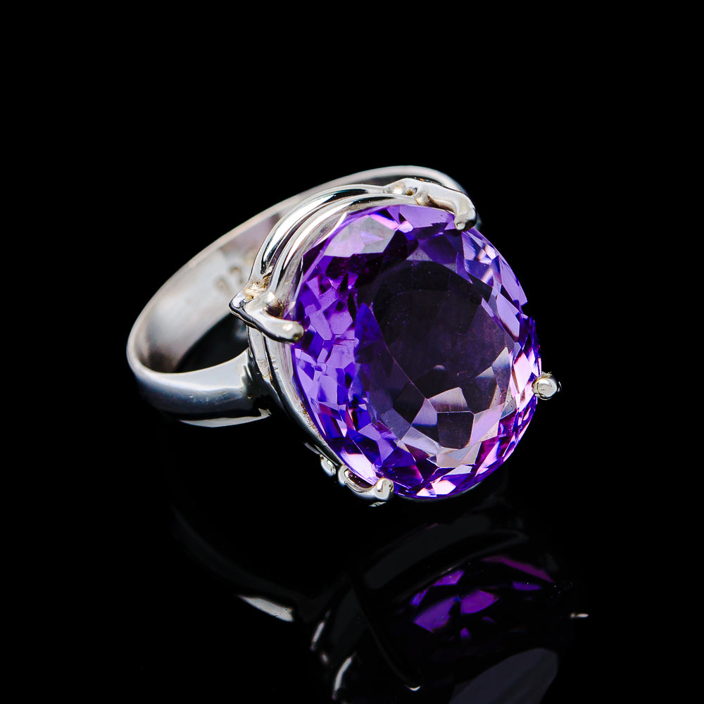 6.32ct Faceted Brazilian Amethyst Ring Size 6.5 (.925 Sterling Silver)