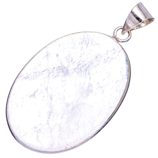 Oval white selenite pendant with silver-plated loop bail