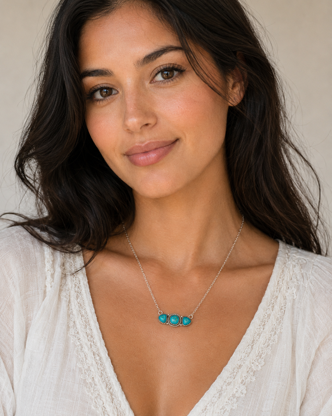 Southwestern Style King's Manassa Turquoise Necklace 17 to 18" (.925 Sterling Silver)