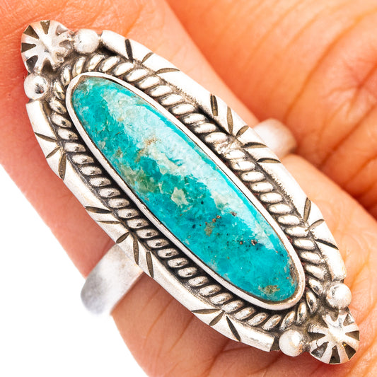 Turquoise oval cabochon sterling silver ring with ornate rope and bead detail