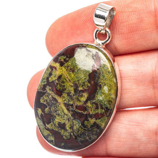 Dragon's Blood Stone Pendant 1 3/4" (.925 Sterling Silver)