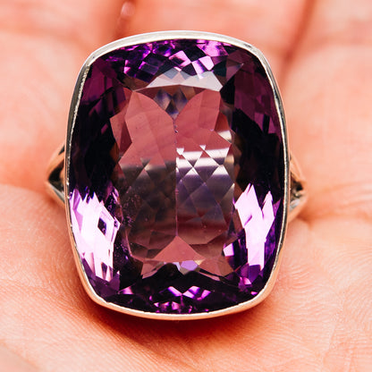 Premium Large Faceted Amethyst Ring Size 10.25 (.925 Sterling Silver)