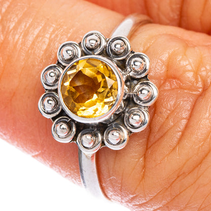 Faceted Citrine Dainty Ring Size 6.5 (925 Sterling Silver) R147198