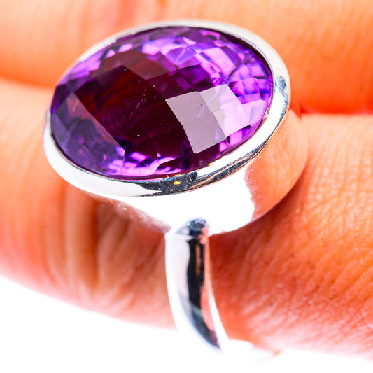 Large Faceted Amethyst Ring Size 10 (925 Sterling Silver) RING140255