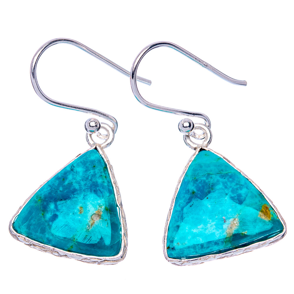 Chrysocolla 925 Sterling Silver Earrings 1 1/8" (925 Sterling Silver) E1210
