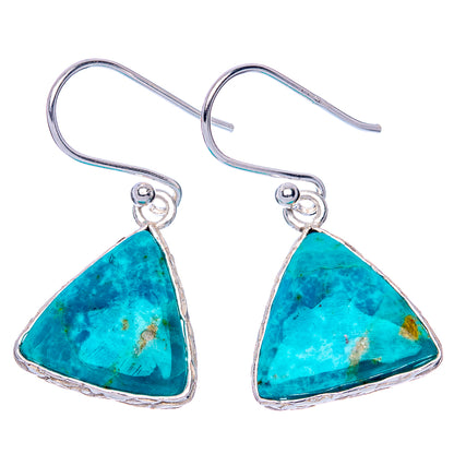 Chrysocolla 925 Sterling Silver Earrings 1 1/8" (925 Sterling Silver) E1210