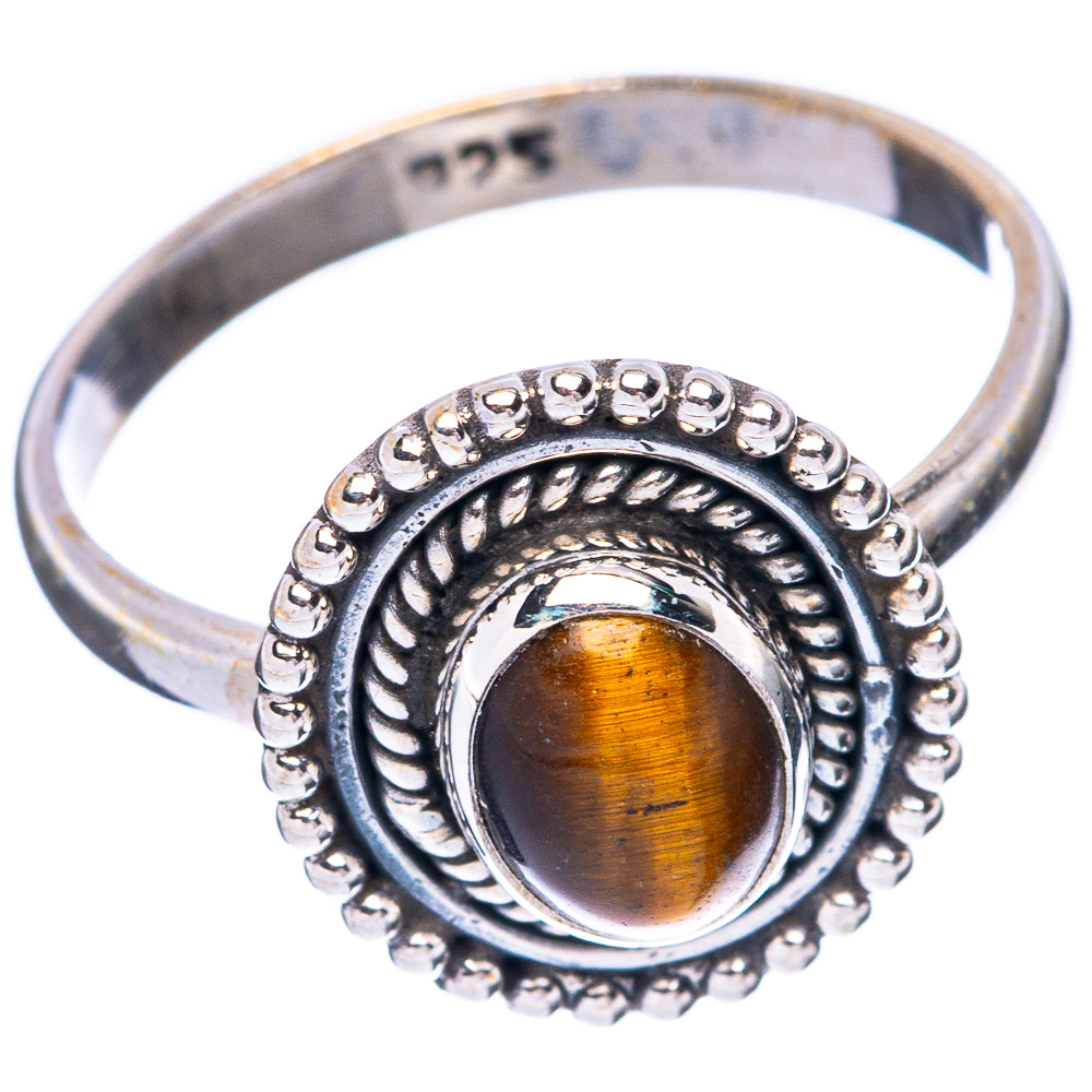 Tiger Eye Dainty Ring Size 7.75 (925 Sterling Silver) R5971