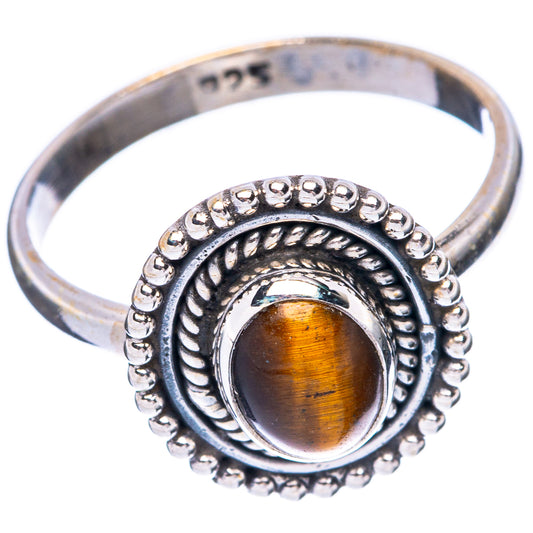 Tiger Eye Dainty Ring Size 7.75 (925 Sterling Silver) R5971