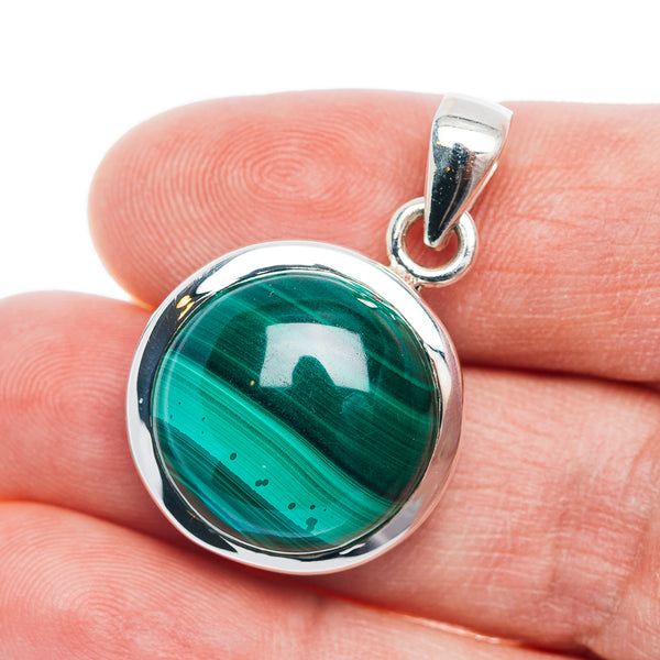Premium Malachite Pendant 1 3/8" (.925 Sterling Silver)