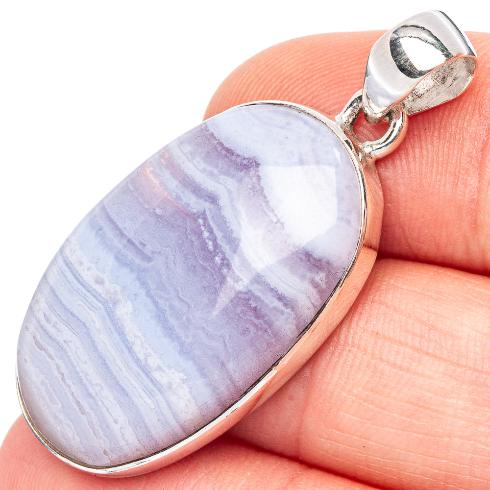 Blue Lace Agate Pendant 1 5/8" (925 Sterling Silver) P43191