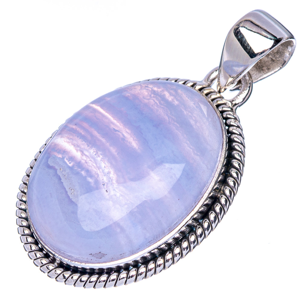 Blue Lace Agate Pendant 1 3/8" (925 Sterling Silver) P40961