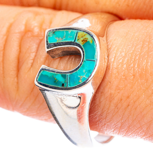 Rare Arizona Turquoise Horseshoe Ring Size 10.75 (925 Sterling Silver) R4466