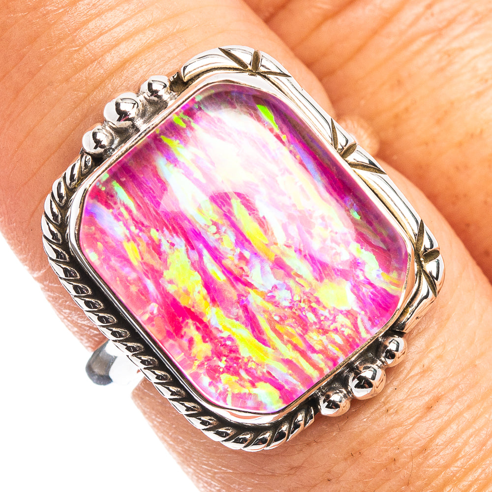 Pink Triplet Opal Ring Size 7.75 (.925 Sterling Silver)