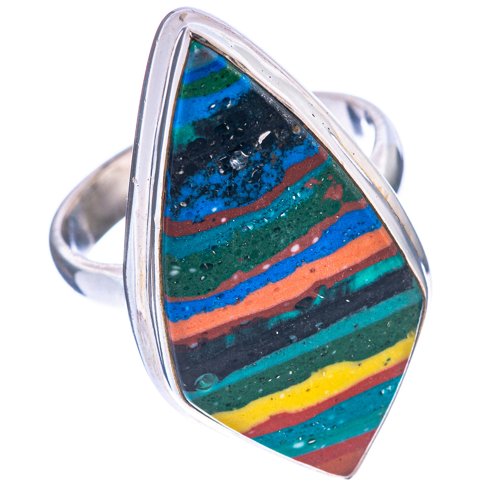 Rainbow Calsilica Ring Size 6.75 (925 Sterling Silver) R1572