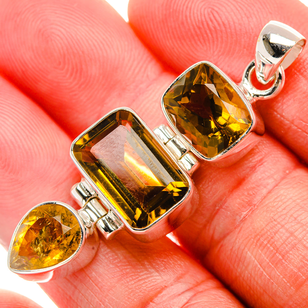 Faceted Citrine Pendant 2" (925 Sterling Silver) PD38132