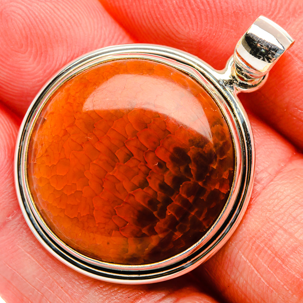 Fire Crab Agate Pendant 1 1/2" (925 Sterling Silver) PD38224