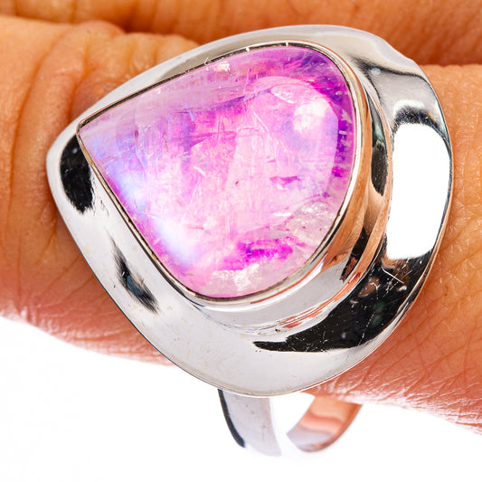 Large Pink Moonstone Ring Size 12 (925 Sterling Silver) R146472