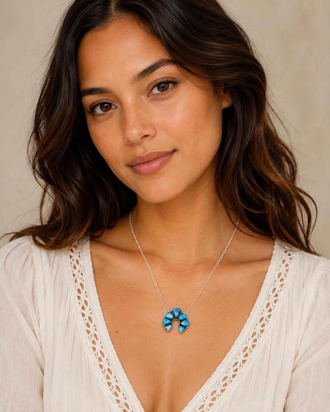Southwestern Style Golden Hills Turquoise Necklace 18" (.925 Sterling Silver)