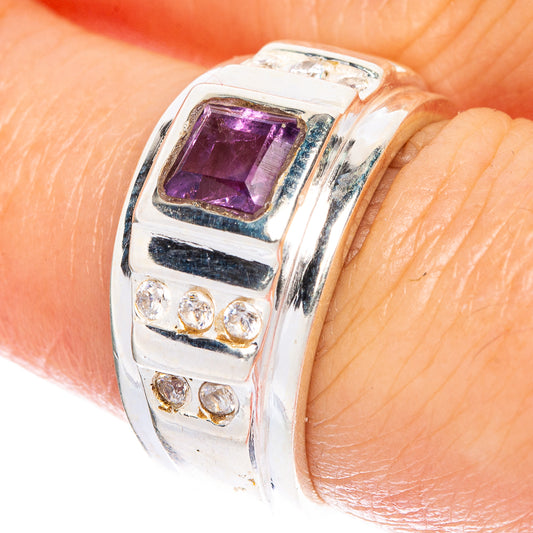 Faceted Amethyst Ring Size 6.75 (925 Sterling Silver) R1046