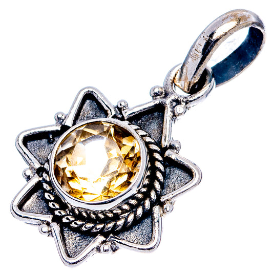 Citrine Dainty Pendant 7/8" (.925 Sterling Silver)