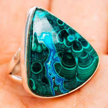 Premium Malachite In Chrysocolla Ring Size 7.25 (.925 Sterling Silver)