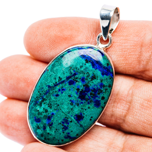 Blue Bird Azurite Pendant 2" (.925 Sterling Silver)