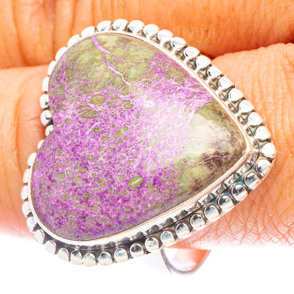 Large Purpurite Heart Ring Size 10.5 (925 Sterling Silver) R6909