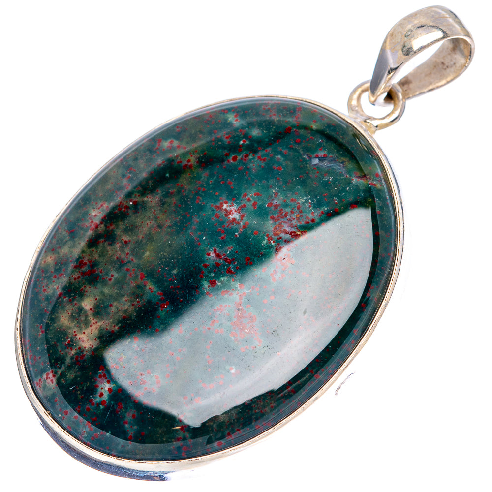 Bloodstone Pendant 1 7/8" (.925 Sterling Silver)