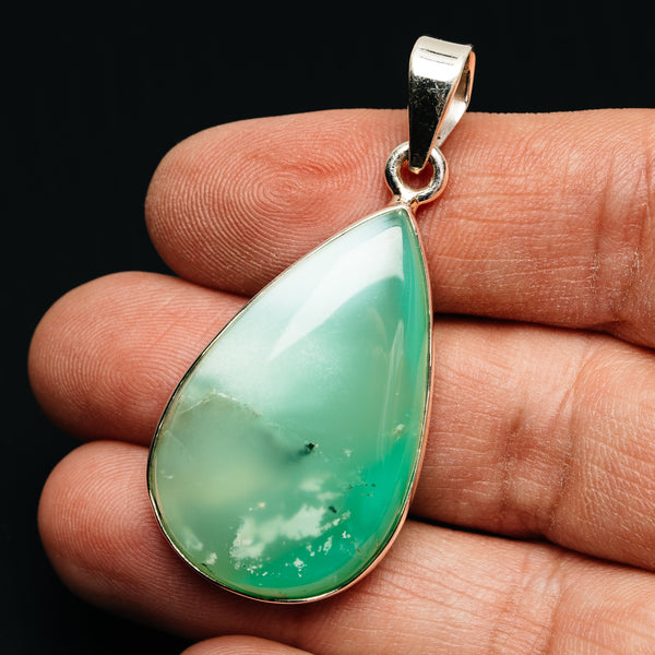 Premium Gemmy Chrysoprase Pendant 1 7/8" (.925 Sterling Silver)