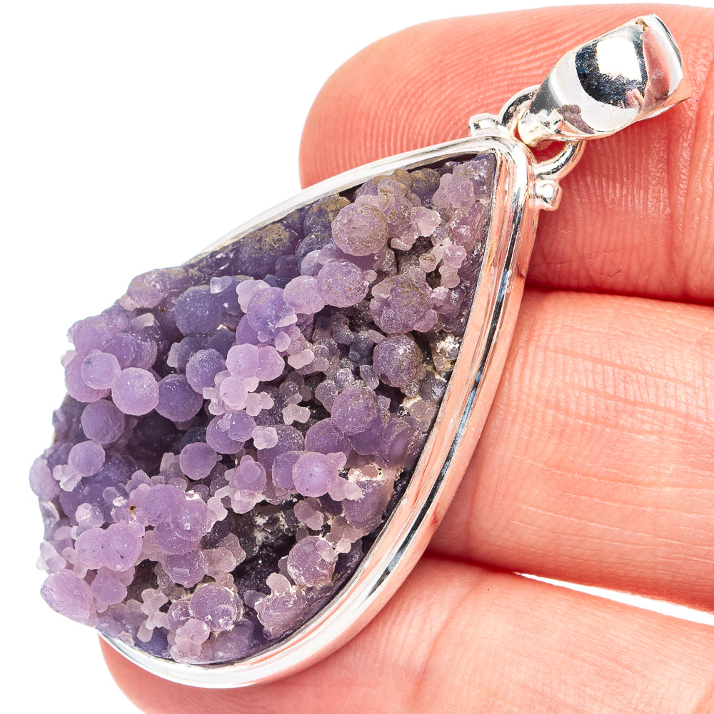 Rare Grape Agate (Chalcedony) Pendant 1 3/4" (925 Sterling Silver) P45190
