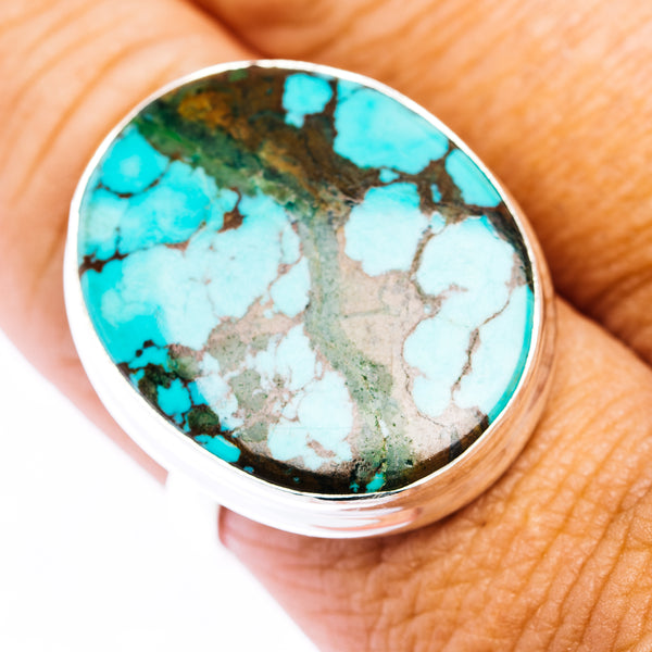Premium Tibetan Turquoise Ring Size 9.75 (.925 Sterling Silver)
