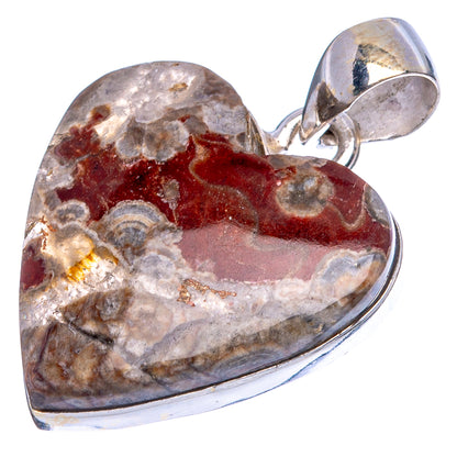 Mushroom Rhyolite Heart Pendants 1 1/4" (925 Sterling Silver) P43260