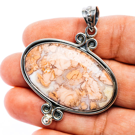 Mexican Cotton Candy Agate Pendant 2 1/4" (.925 Sterling Silver)