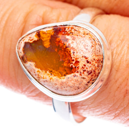 925 sterling silver opal ring with oval fire opal cabochon in red, orange, and yellow