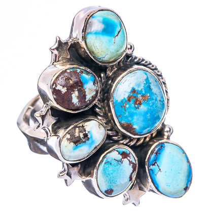 Golden Hills Turquoise Native Style Ring Size 8 Adjustable (.925 Sterling Silver) Exclusive