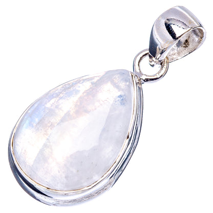 Rainbow Moonstone Pendant 1 1/4" (.925 Sterling Silver)
