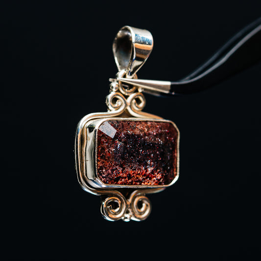 Premium Faceted Lepidocrocite Pendant 1 3/8" (.925 Sterling Silver)